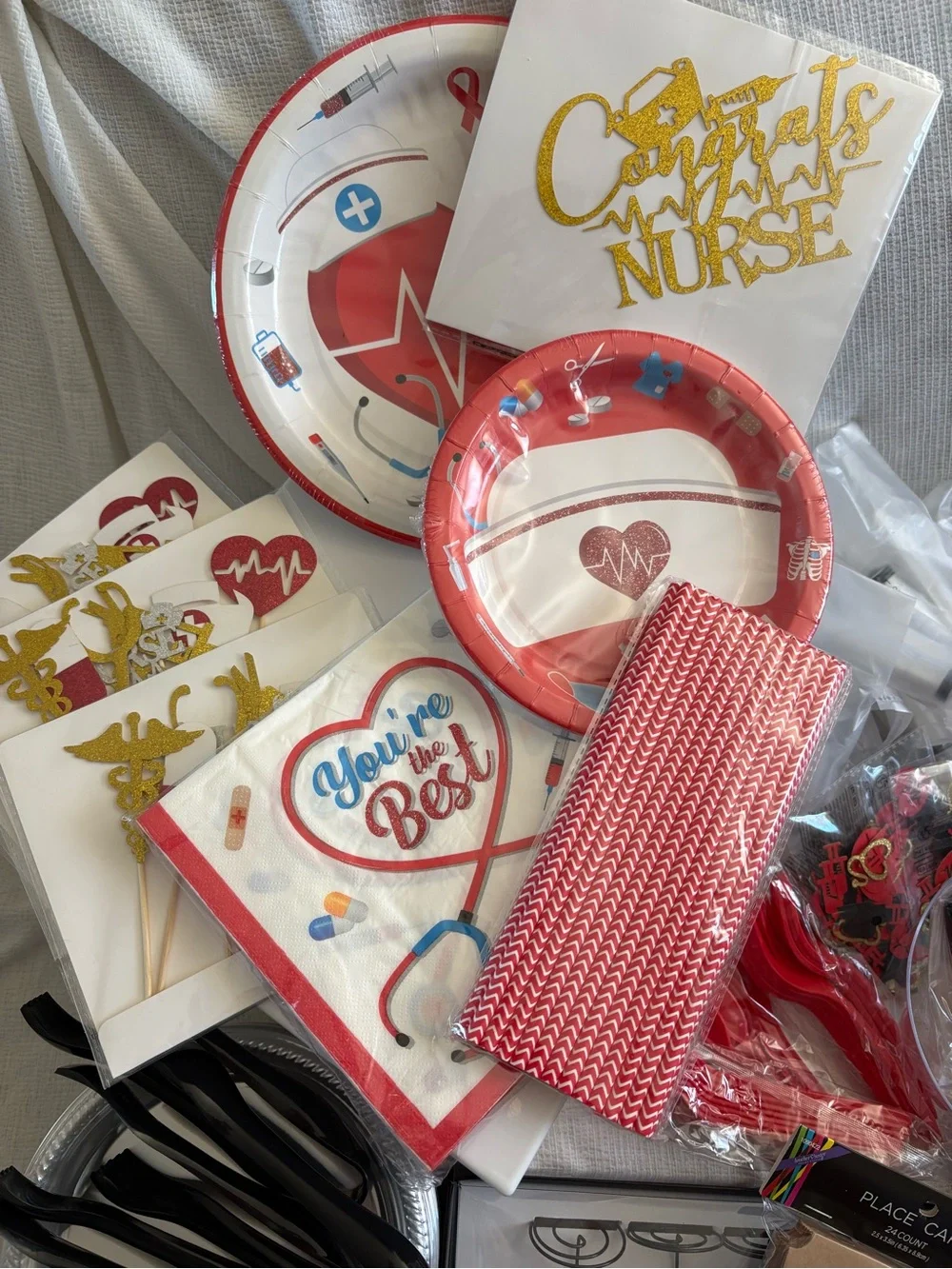 Congrats Nurse Red Disposable Party Set